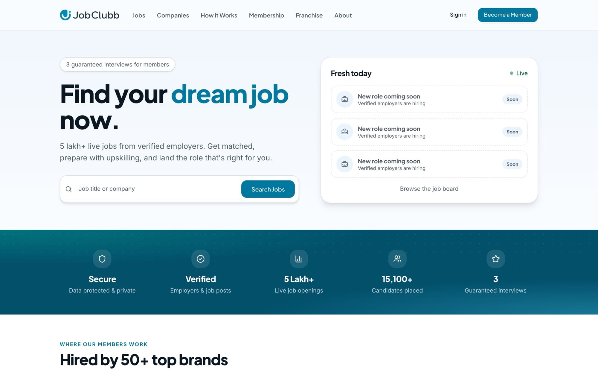 Screenshot of JobClubb